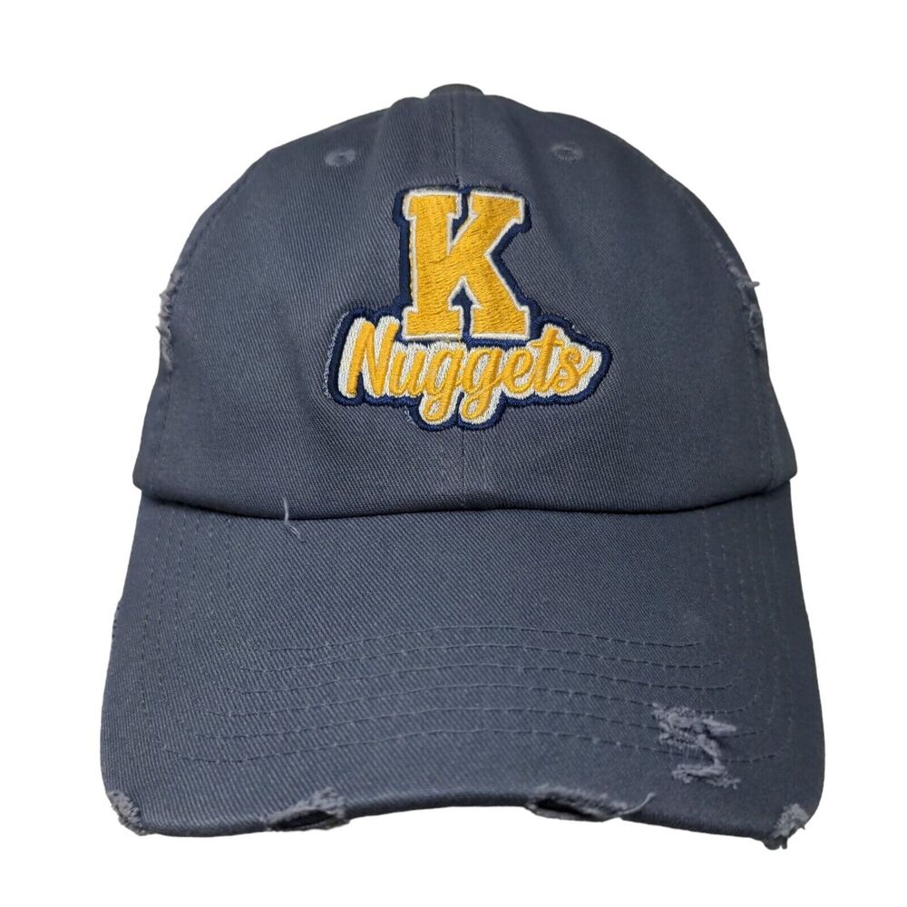 District Men's Slideback Hat Blue Embroidered K Nuggets Logo Distressed Cotton